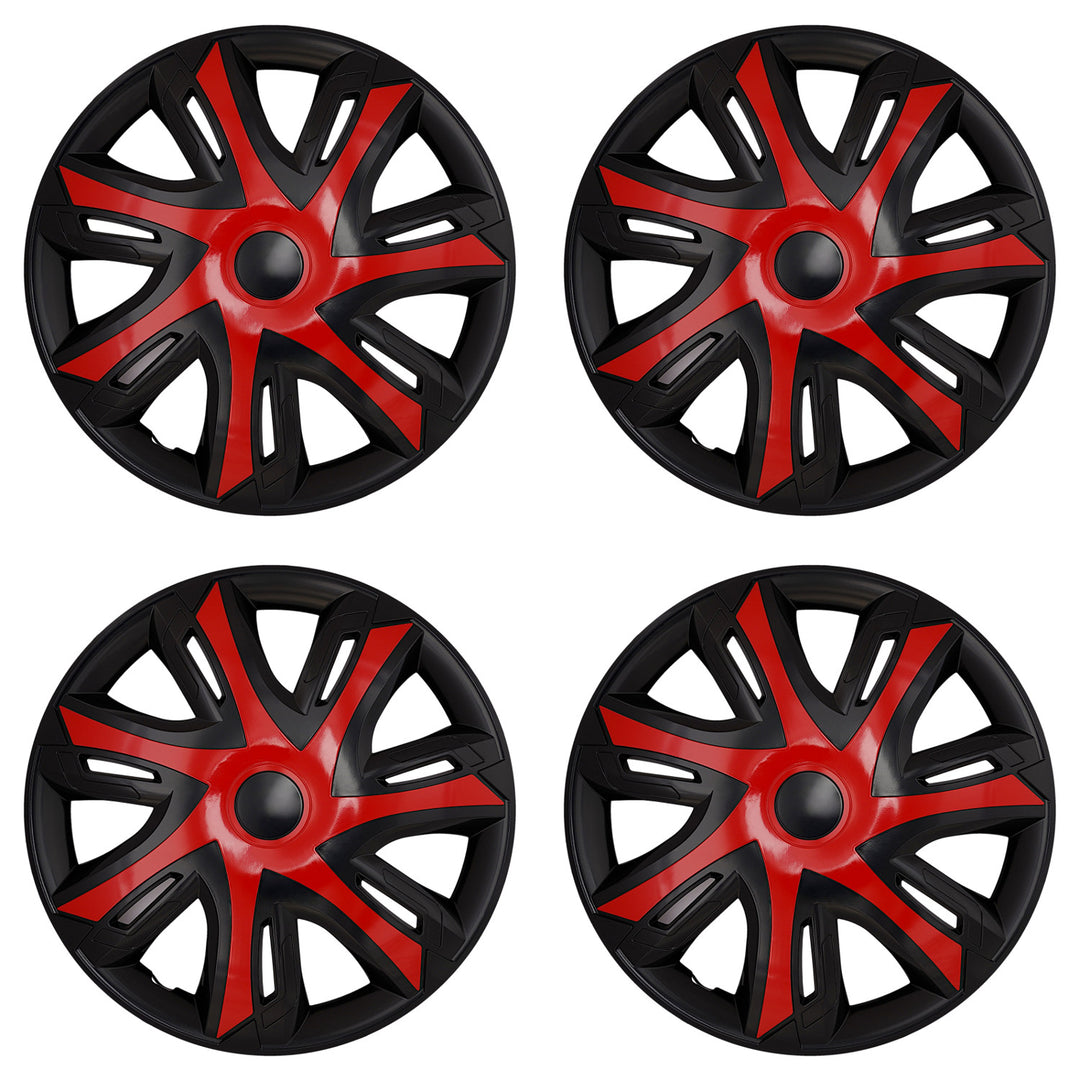 Tapas de rueda universales de 15'' NRM N-Power rojo/negro, 4 unidades
