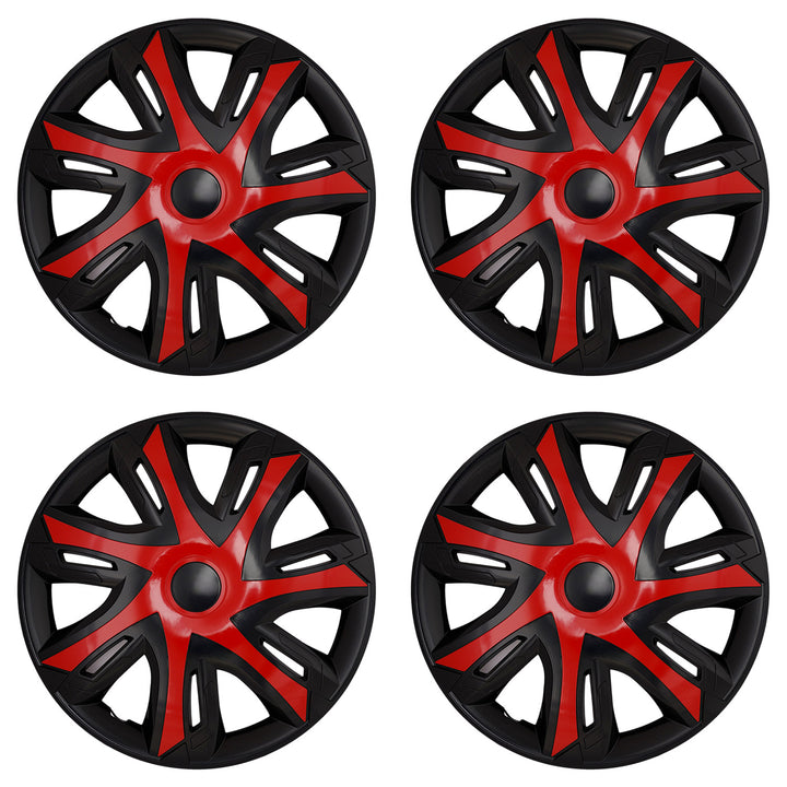 Tapas de rueda universales de 15'' NRM N-Power rojo/negro, 4 unidades