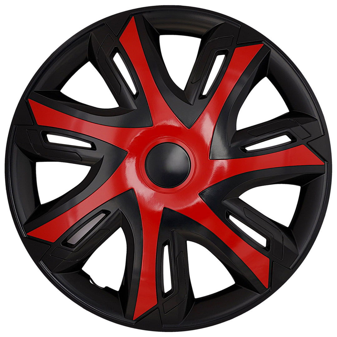 Tapas de rueda universales de 16'' NRM N-Power rojo/negro, 4 unidades