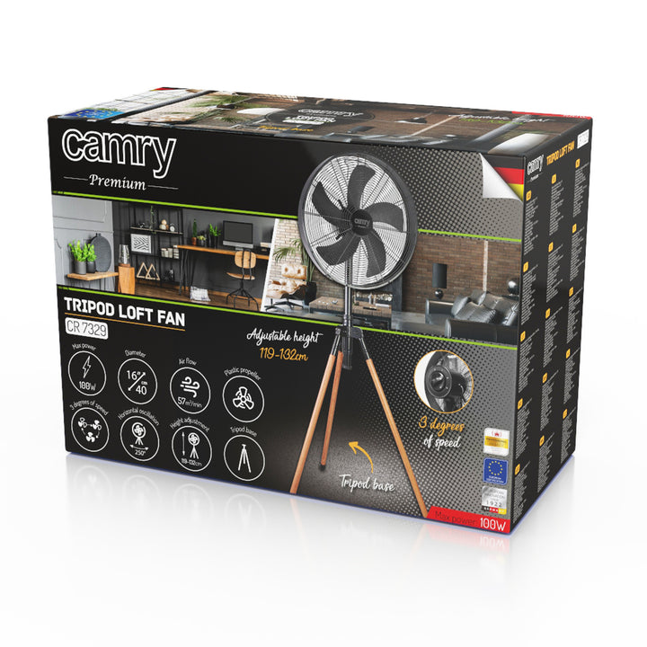 Ventilador con trípode Loft de 40 cm / 16”, altura 119-132 cm, CR 7329, Camry