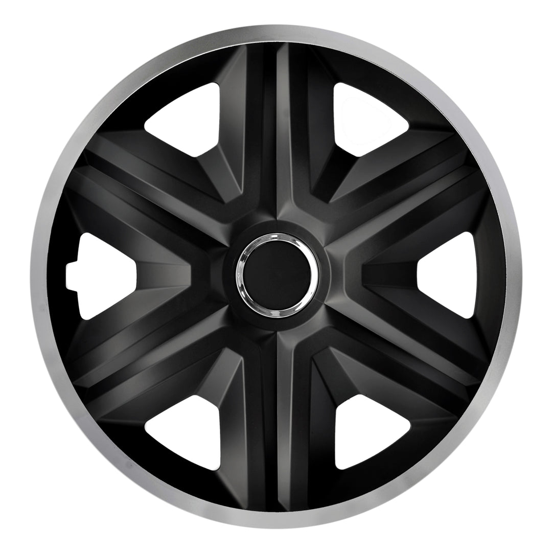 Tapa de rueda universal de 14'' NRM Fast Lux, plateada y negra, 1 unidad
