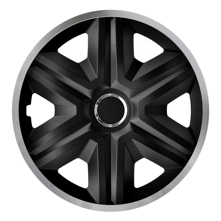 Tapa de rueda universal de 14'' NRM Fast Lux, plateada y negra, 1 unidad