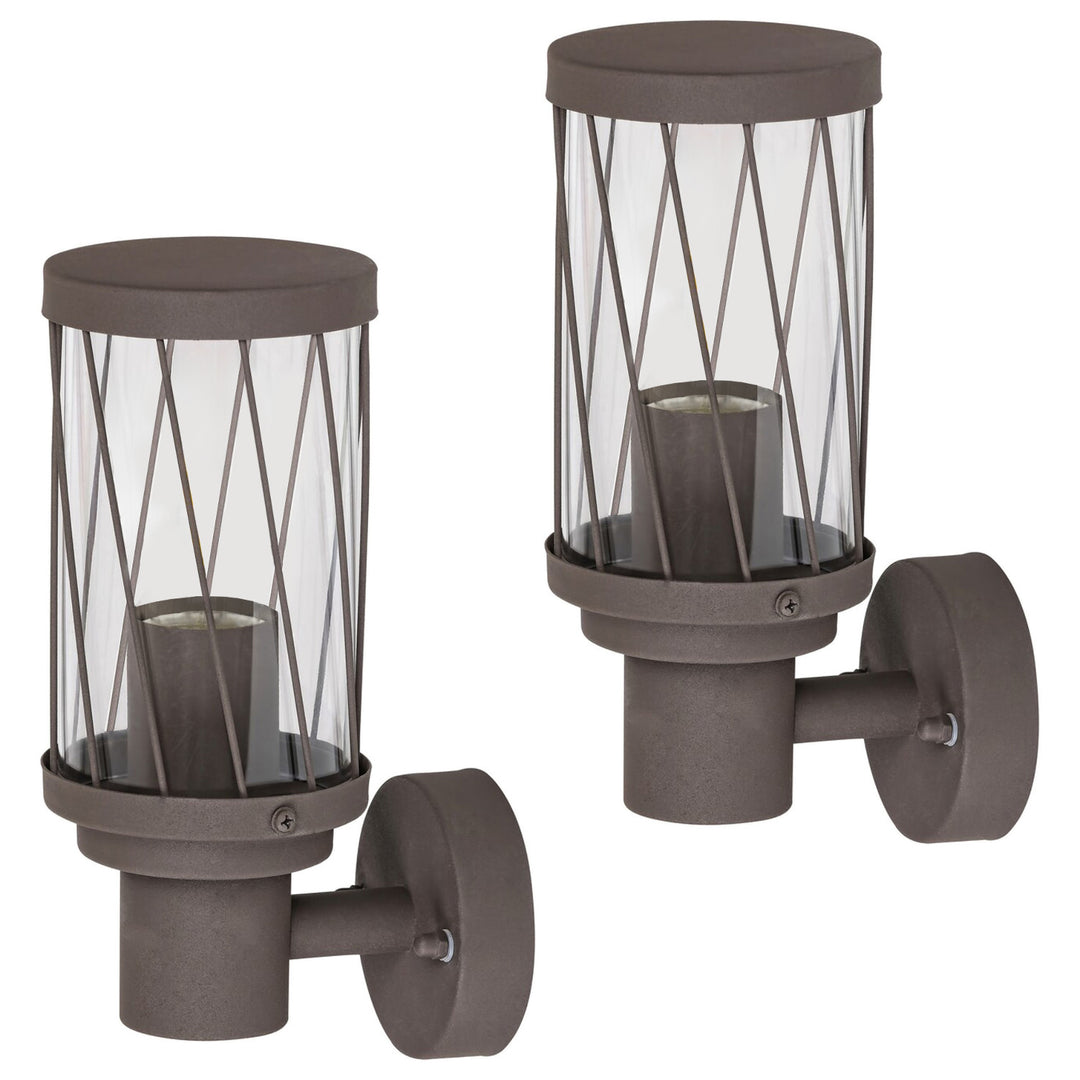 Aplique exterior Rabalux Budapest, IP44, color marrón, casquillo E27, máx. 40 W, 8888, 2 unidades