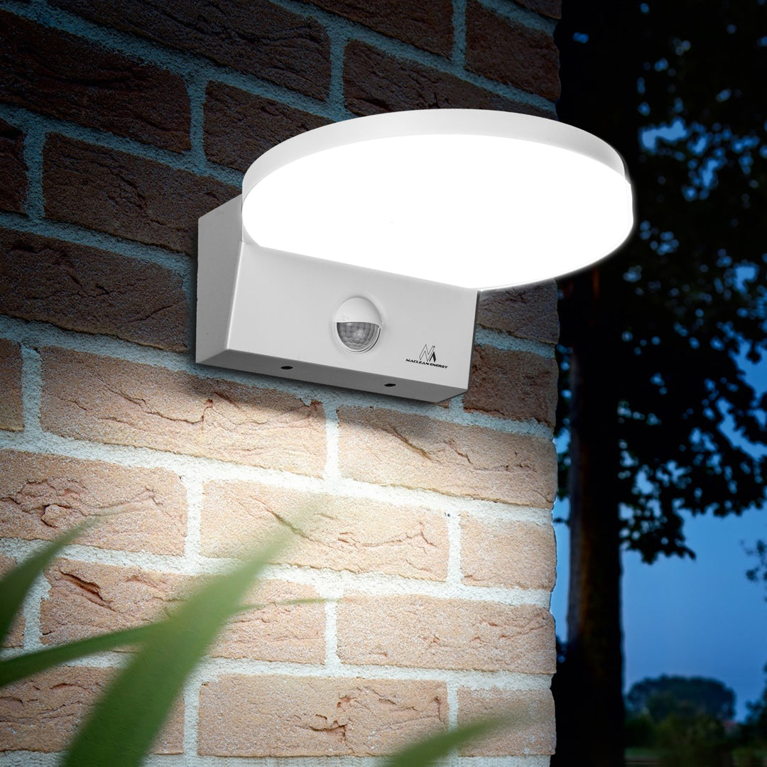 Lámpara LED con sensor de movimiento Maclean, sensor de movimiento PIR, color blanco, 15 W, IP65, 1560 lm, luz blanca neutra (4000 K) MCE344 W, 2 unidades