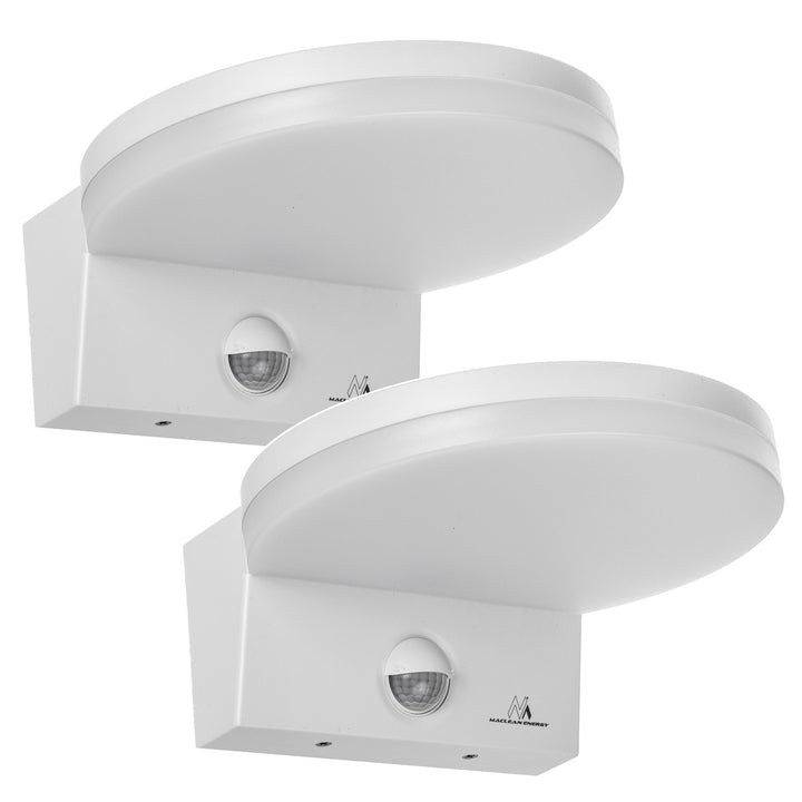 Lámpara LED con sensor de movimiento Maclean, sensor de movimiento PIR, color blanco, 15 W, IP65, 1560 lm, luz blanca neutra (4000 K) MCE344 W, 2 unidades