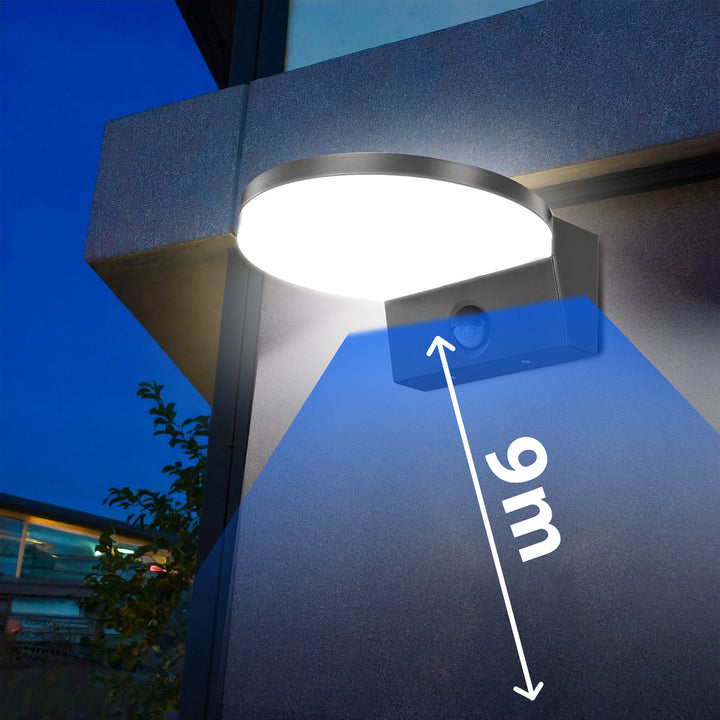 Lámpara LED con sensor de movimiento Maclean, sensor de movimiento PIR, color gris, 15 W, IP65, 1560 lm, luz blanca neutra (4000 K) MCE344 GR, 2 unidades