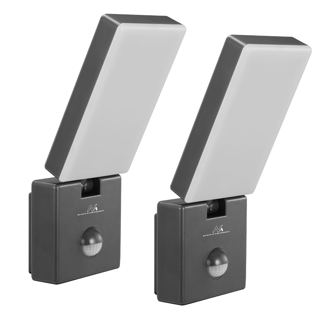 Lámpara LED con sensor de movimiento Maclean, sensor de movimiento PIR, color gris, 10 W, IP65, 800 lm, luz blanca neutra (4000 K) MCE516 GR, 2 unidades