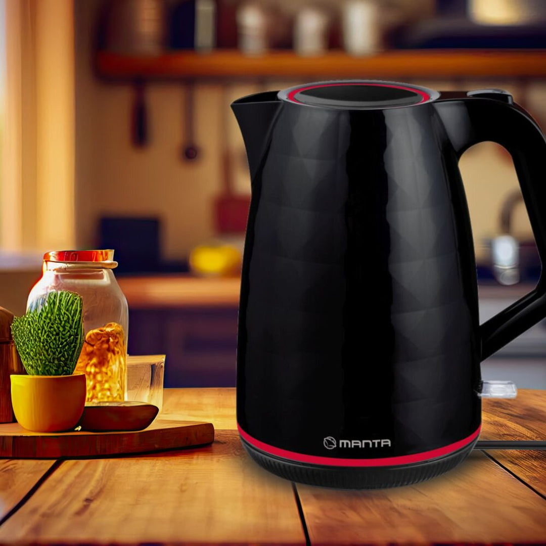 Hervidor eléctrico inalámbrico Manta ORISA de 1,7 l y 2200 W, negro