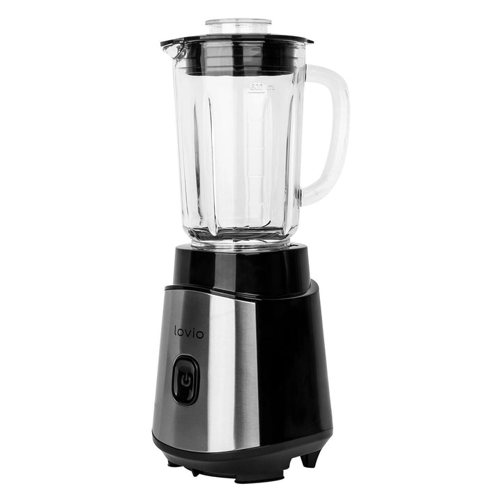 Batidora con vaso LOVIO LVJBL001, potencia de 500 W, vaso de cristal de 600 ml, 3 botellas