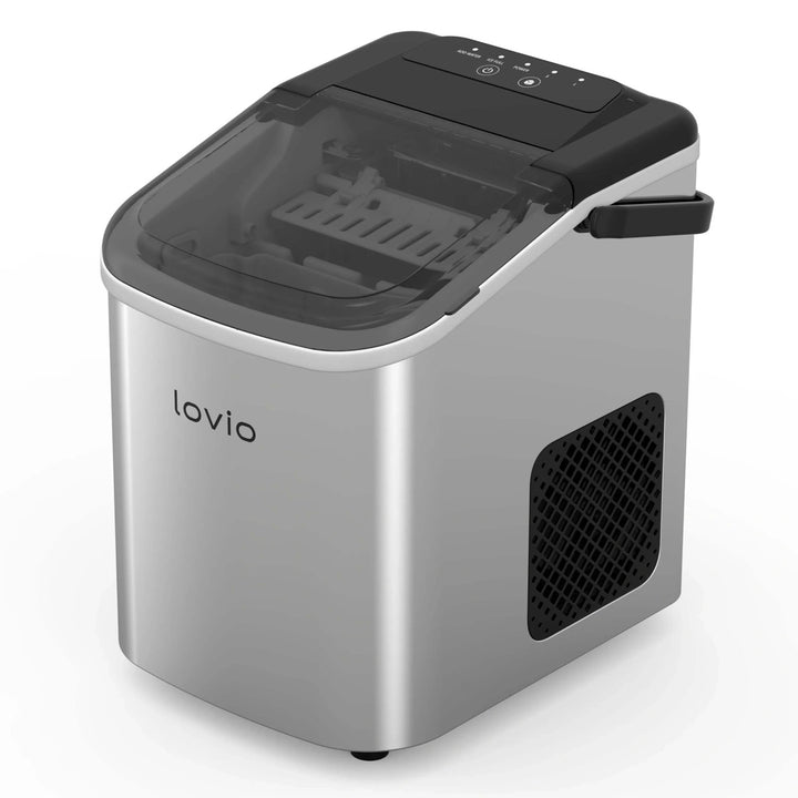 Máquina de hielo doméstica Lovio Crystal Ice, de acero, color plateado, hielo rápido