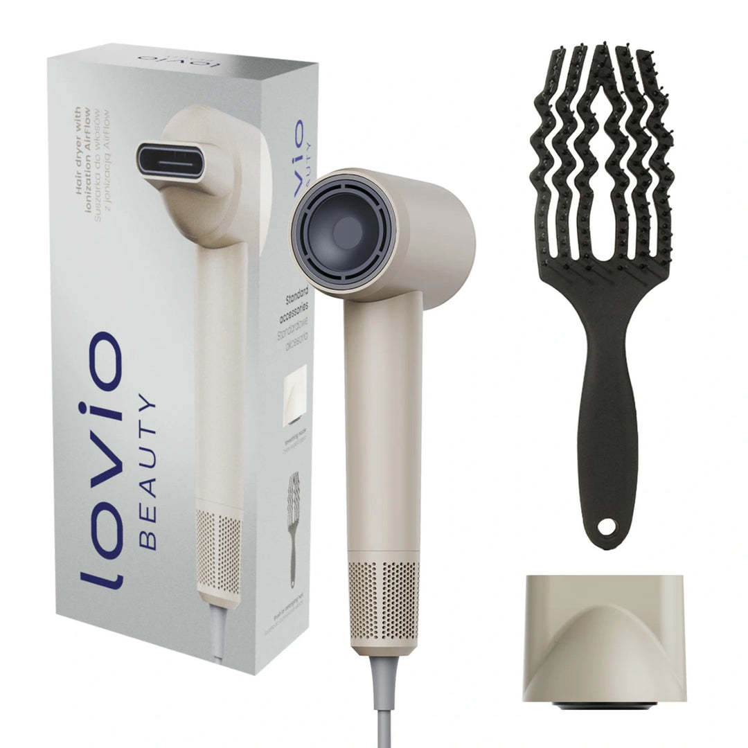 Secador de pelo profesional Lovio Air Flow, color beige, modelo LVHD001BE