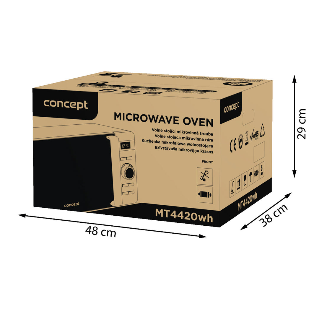 Microondas Concept, 5 niveles de potencia, función de descongelación, capacidad de 20 l, potencia de 800 W, color blanco, MT4420wh