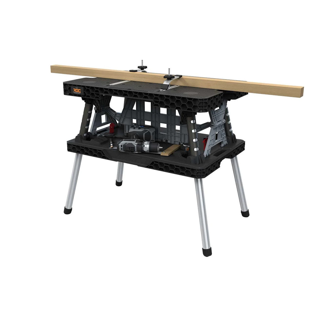 Mesa de taller plegable 2.0 de Keter, capacidad de carga de 453 kg, superficie de trabajo de 85 x 56 cm, patas metálicas estables, 271269