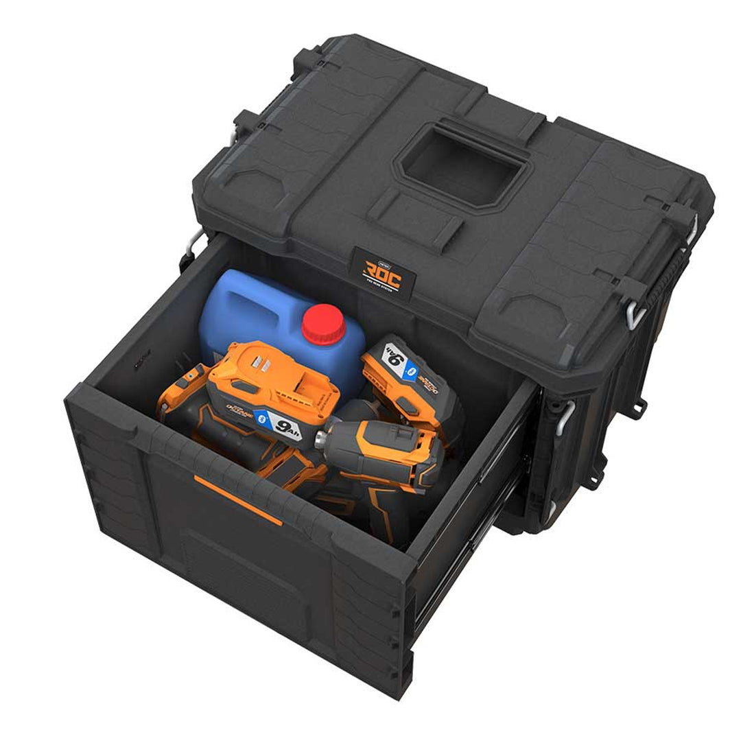 Caja de herramientas XL Keter ROC Pro Gear 2.0, con un cajón grande, sistema de sujeción para el transporte, posibilidad de colgarla en la pared, diseño modular, 271384