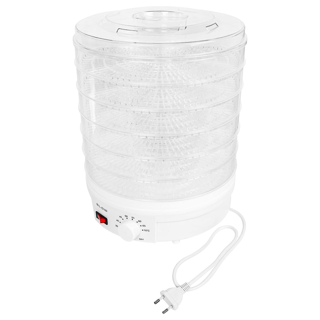 Secador de setas, verduras y frutas Blow, potencia de 500 W, 6 bandejas incluidas, regulación de temperatura de 35 a 75 °C, 44-175