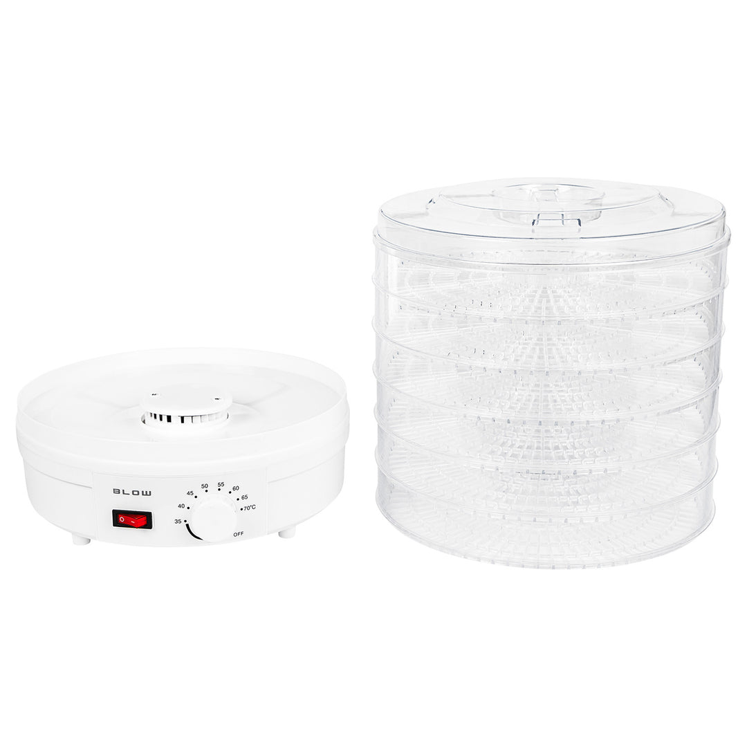 Secador de setas, verduras y frutas Blow, potencia de 500 W, 6 bandejas incluidas, regulación de temperatura de 35 a 75 °C, 44-175