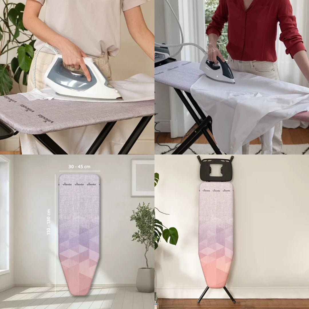 Funda para tabla de planchar Vileda Diamond, longitud 110-130 cm, resistente a altas temperaturas, sistema Quick Fix, 142468