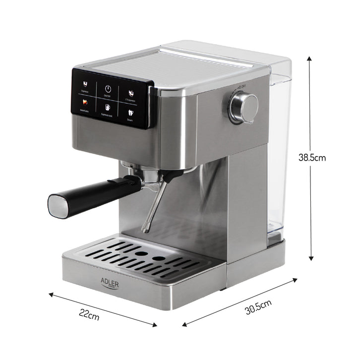Cafetera de 20 bar, Thermoblock, espumador de leche, 5 en 1, Adler AD 4390