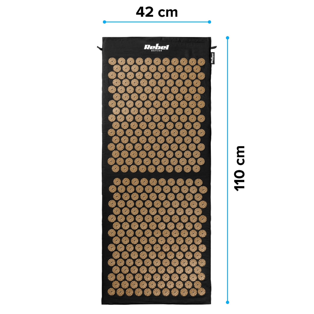 Esterilla de salud con púas para acupresión y cojín, 110 x 42 cm, XL, púas doradas, Rebel Active
