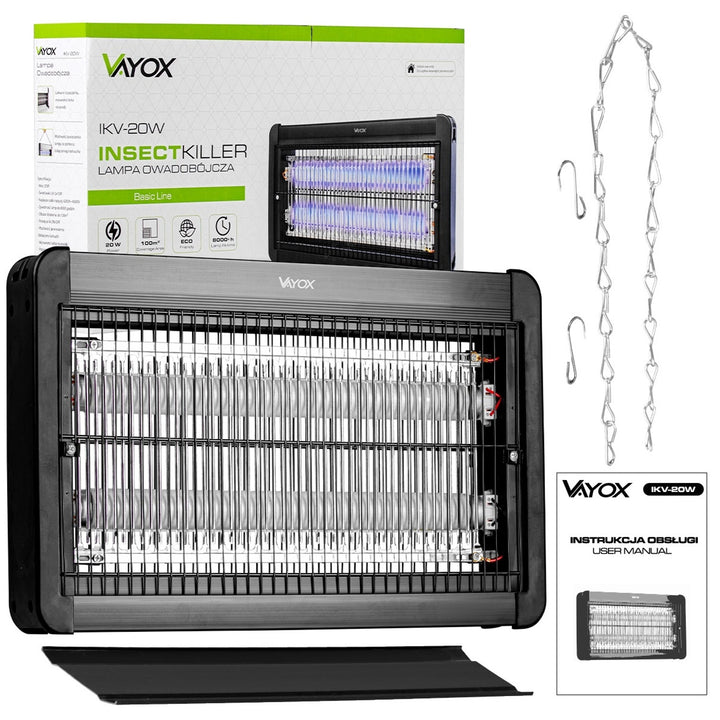 Lámpara matainsectos para mosquitos, moscas y polillas, trampa eléctrica, UV, 20 W, Vayox