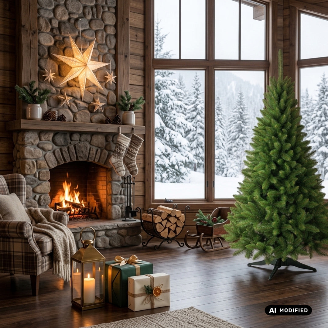 Árbol de Navidad de abeto con soporte Premium de 180 cm, frondoso y realista, Damich