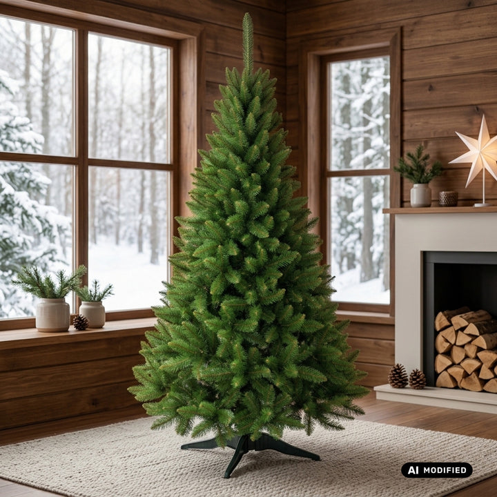 Árbol de Navidad de abeto con soporte Premium de 200 cm, frondoso y realista, Damich