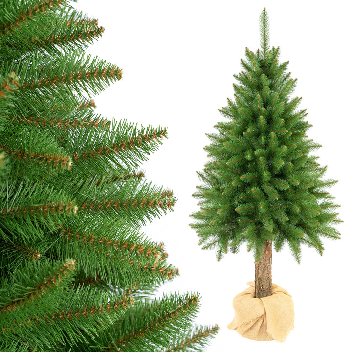 Árbol de Navidad de abeto con tronco, modelo Premium, 220 cm, frondoso y realista, Damich