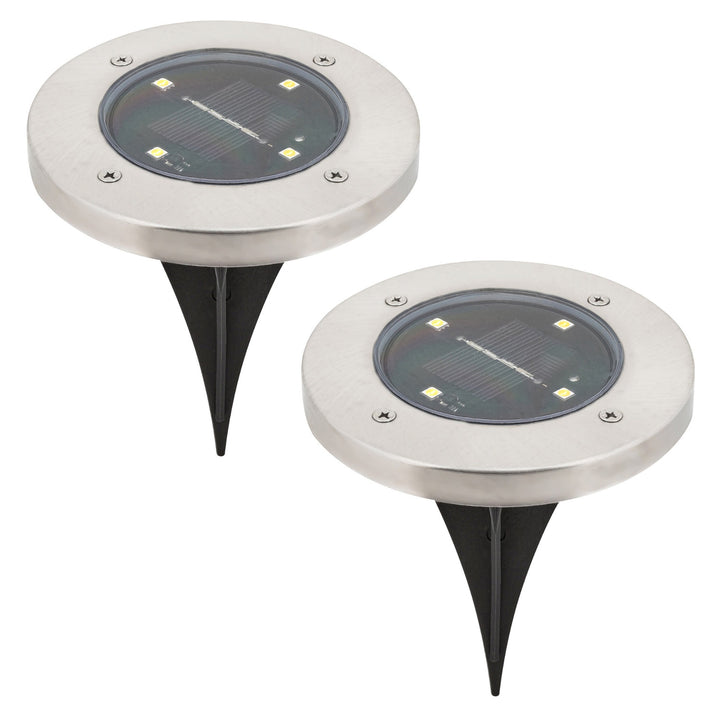 Lámpara solar de jardín Rabalux Dannet, IP44, color cromo satinado, 7975, 2 unidades