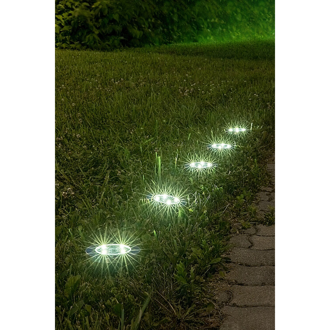 Lámpara solar de jardín Rabalux Dannet, IP44, color cromo satinado, 7975, 4 unidades