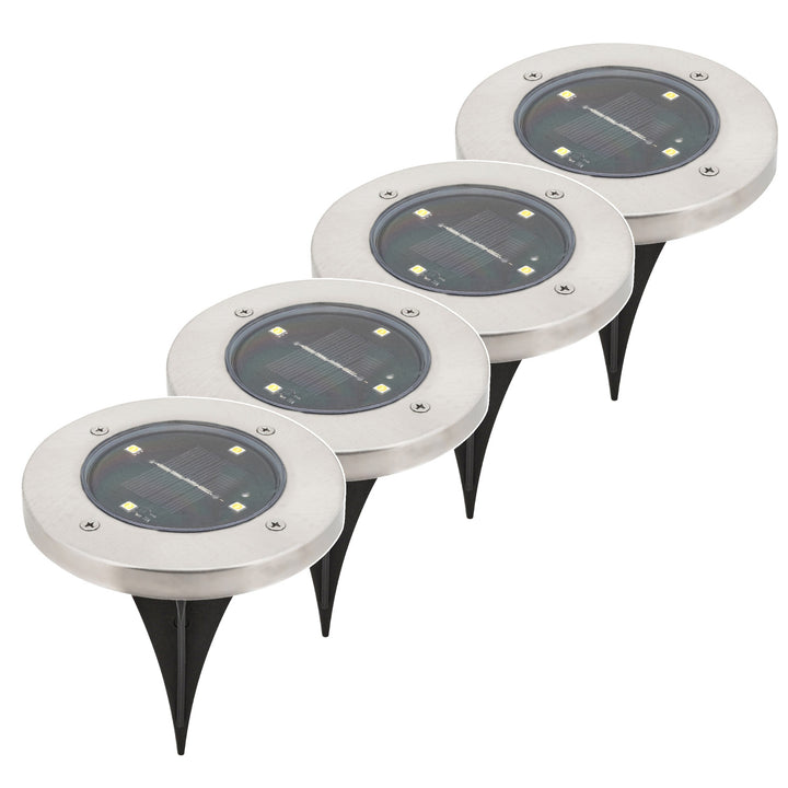 Lámpara solar de jardín Rabalux Dannet, IP44, color cromo satinado, 7975, 4 unidades