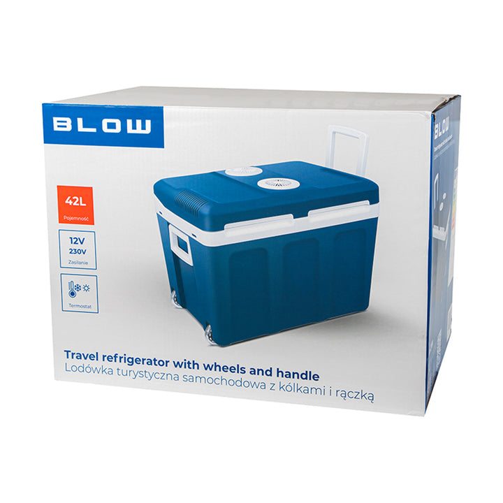 Nevera portátil para coche Blow, con ruedas, capacidad de 42 l, modo de calentamiento, tensión de 12 V CC y 100 V-240 V CA, 44-210