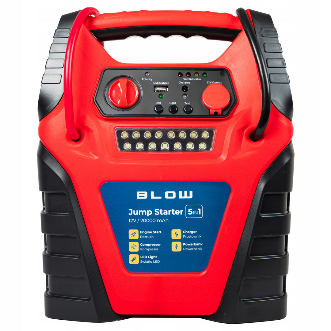 Arranque de emergencia 5 en 1 Blow, con función de compresor, cargador de baterías y batería externa, batería de 12 V y 20 000 mAh, corriente de arranque de 400 A y corriente máxima de 900 A, incluye un fusible de sobrecarga, 81-210#
