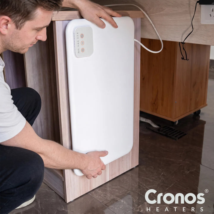 Panel calefactor por infrarrojos para debajo del escritorio Cronos, potencia de 120 W, temporizador, 3 niveles de funcionamiento, DCH-150