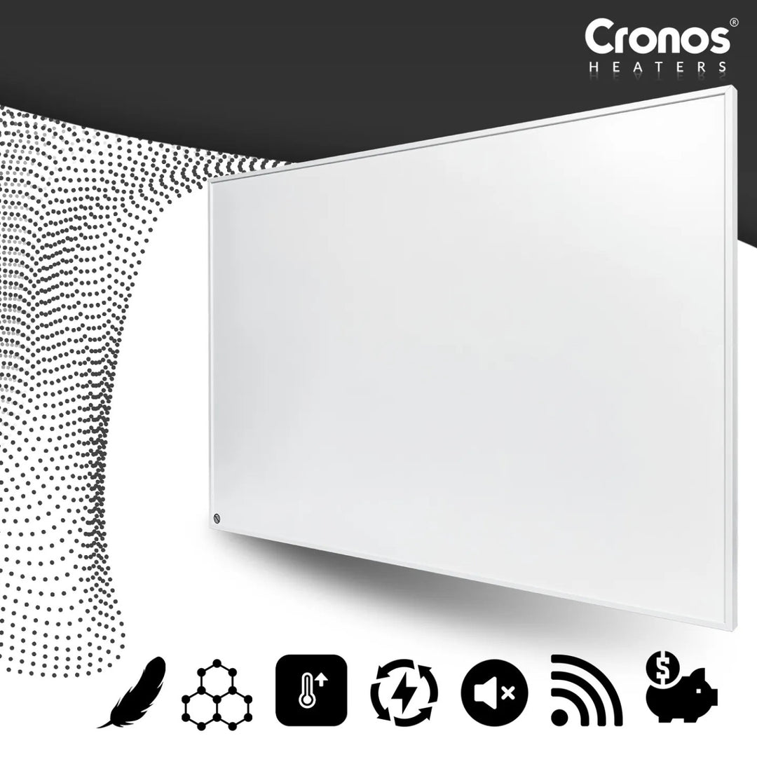 Panel calefactor por infrarrojos Cronos Graphene, potencia de 580 W, color blanco, calienta estancias de hasta 16 m², mando a distancia, PRO CGP-580TWP