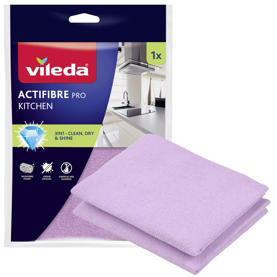 Paño de cocina Vileda Actifibre Pro, 1 unidad, de microfibra, revestimiento de PVA, lavable hasta 60 °C, 183303