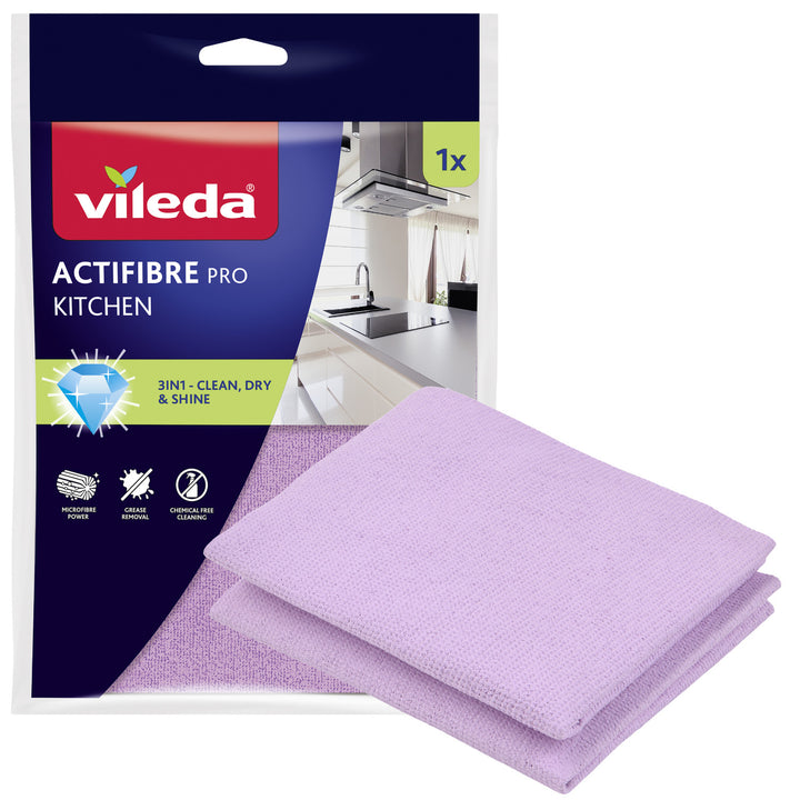 Paño de cocina Vileda Actifibre Pro, 1 unidad, de microfibra, revestimiento de PVA, lavable hasta 60 °C, 183303