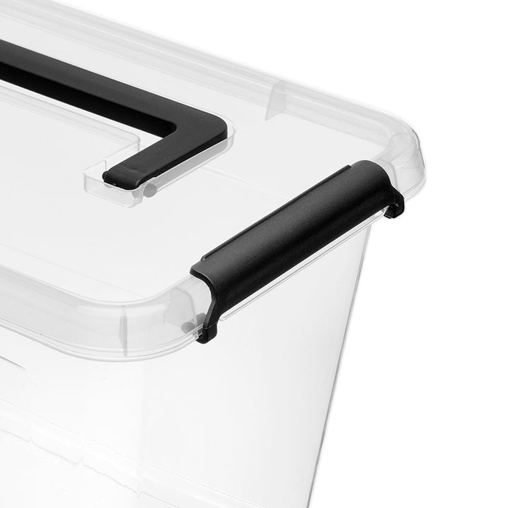 Recipiente Moxom SimpleStore, capacidad de 60 litros, transparente, tapa con cierres a presión, con ruedas, sin BPA, 04-0081