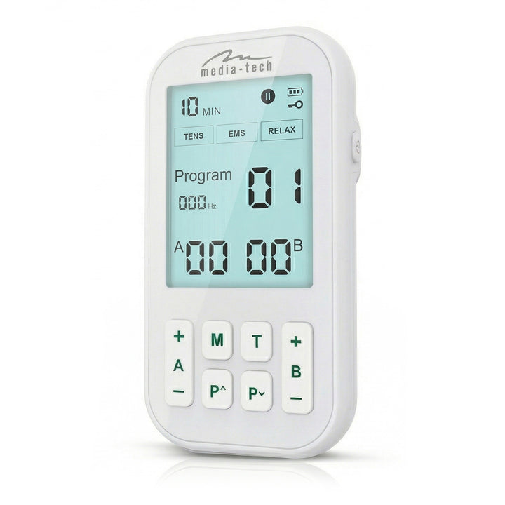 Aparato de masaje y electroestimulador muscular, TENS/EMS, estimulación 3 en 1, Mediatech, MT6543