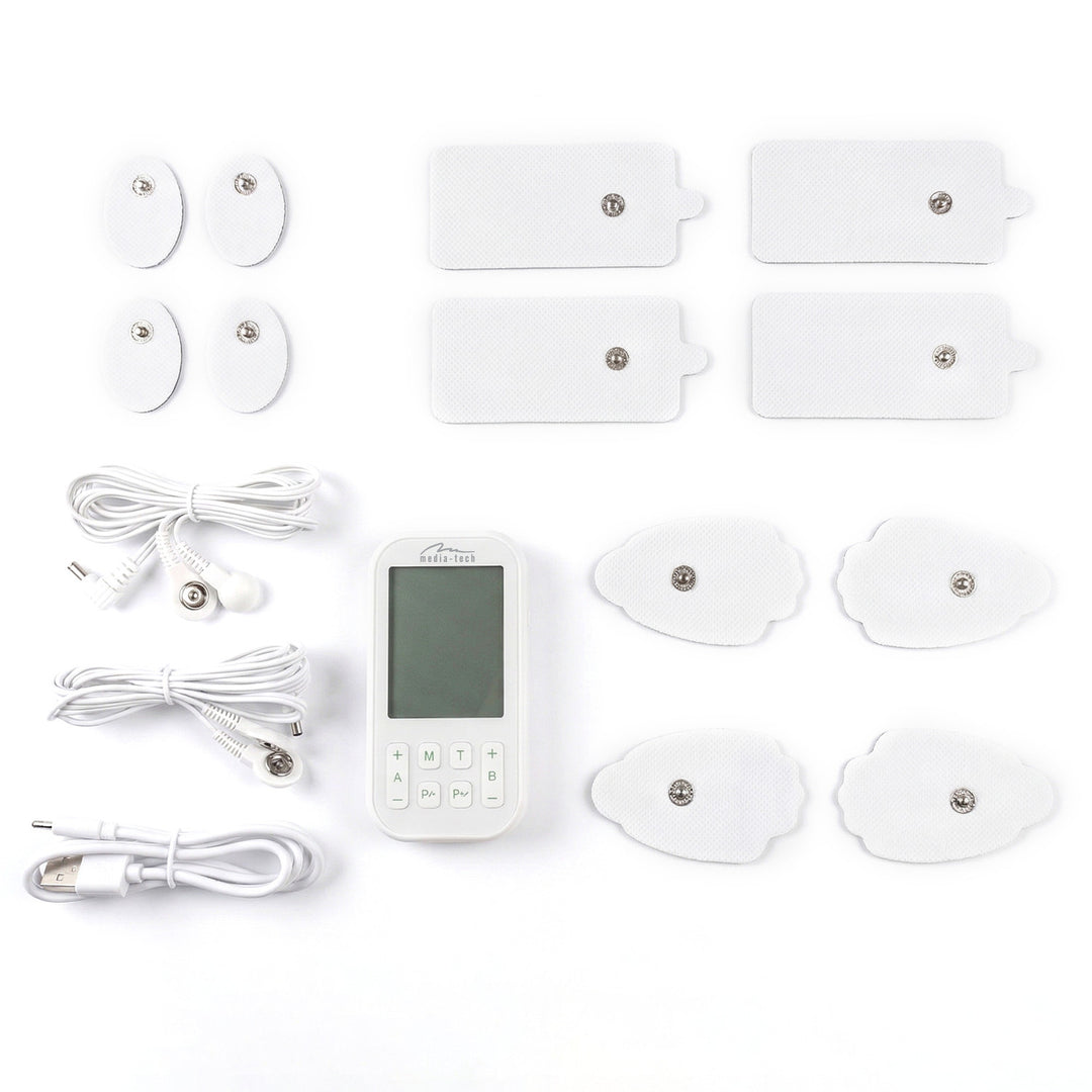 Aparato de masaje y electroestimulador muscular, TENS/EMS, estimulación 3 en 1, Mediatech, MT6543