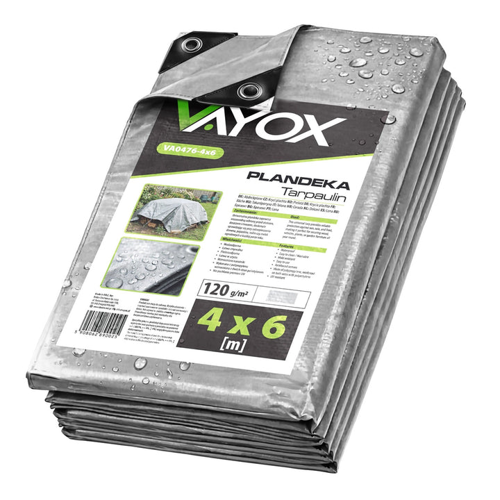 Lona plateada de 120 g, 4 x 6 m, VA0476, impermeable, Vayox