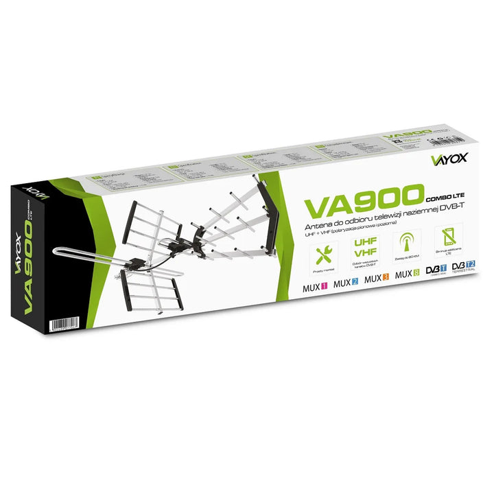 Antena direccional DVB-T/T2 VA900 COMBO con filtro LTE, de aluminio, Vayox