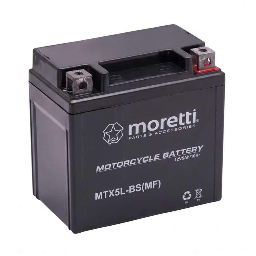 Batería Moretti, 12 V, 5 Ah, AGM (gel), corriente de arranque de 70 A, AKUYTX5L-BSXMOR000