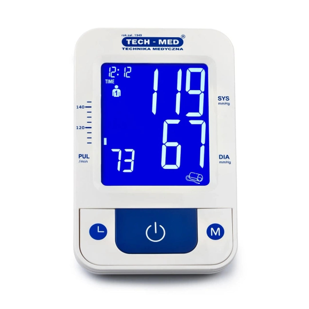 Tensiómetro electrónico, función de voz, manguito de 22 a 42 cm, indicador IHB, TMA-CONTROL3, Techmed