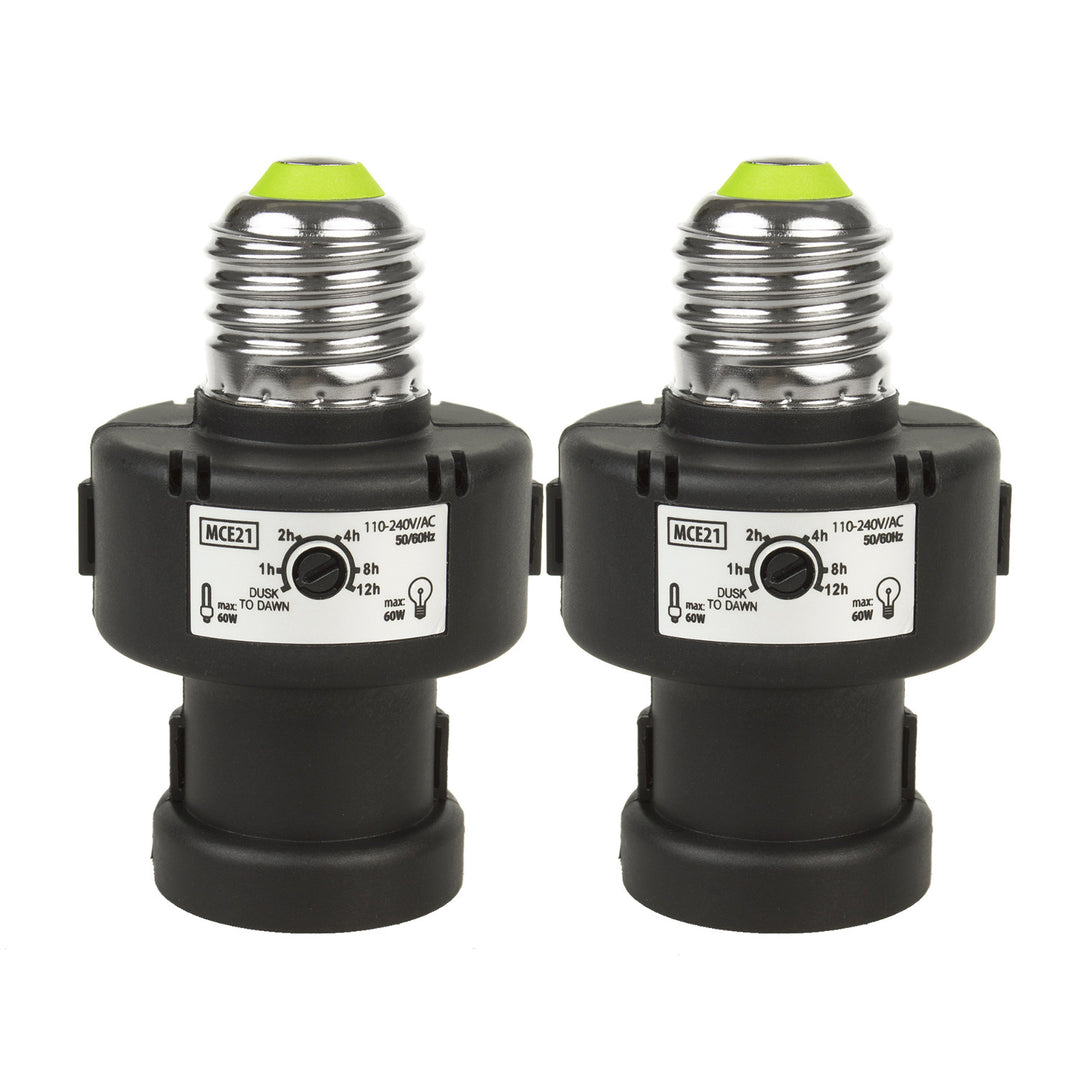 Portabombilla E27 Maclean, 100 W, con sensor crepuscular y temporizador, MCE21B, 2 unidades