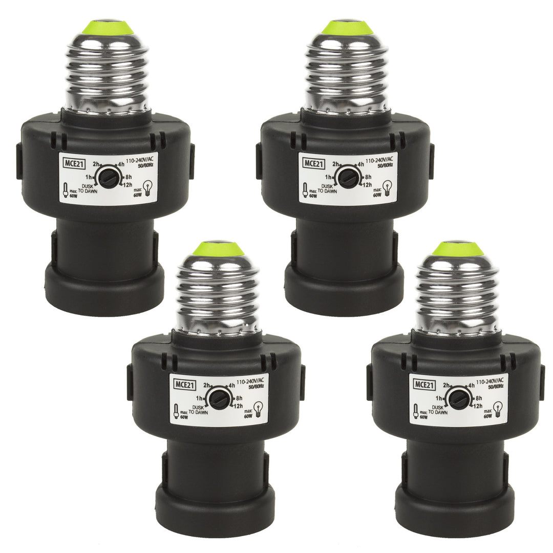 Portabombilla E27 Maclean, 100 W, con sensor crepuscular y temporizador, MCE21B, 4 unidades