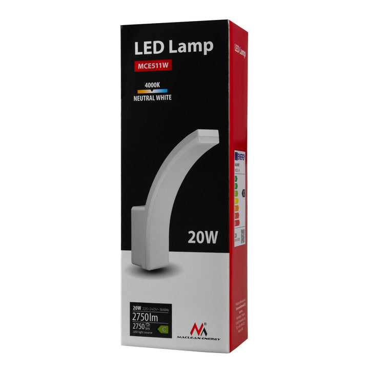 Lámpara LED Maclean, color blanco, 20 W, IP65, 2750 lm, luz blanca neutra (4000 K) MCE511 W, 2 unidades