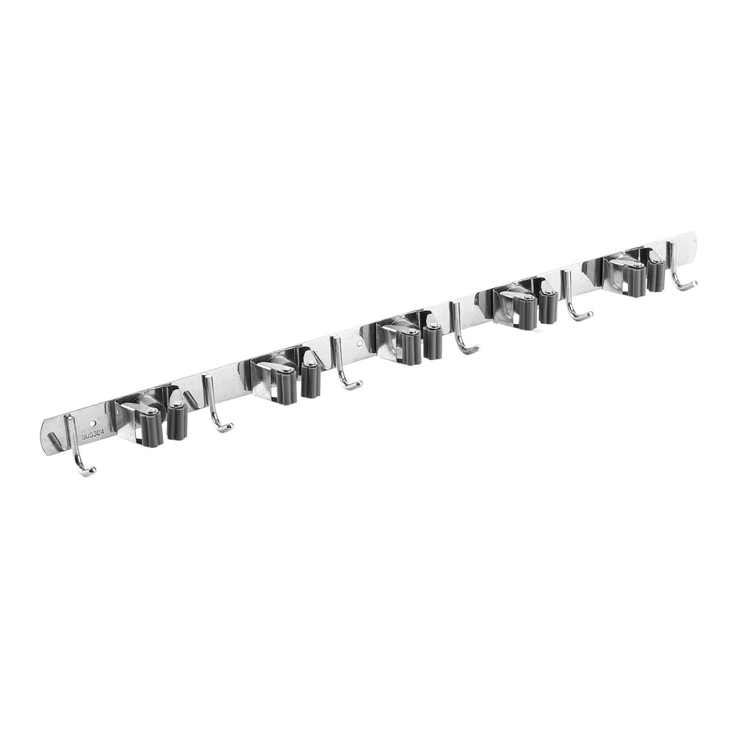 Organizador de pared para herramientas de jardín y fregonas Maclean, de acero, con ganchos, carga máxima de 20 kg, 60 cm de ancho, MC-185, 2 unidades