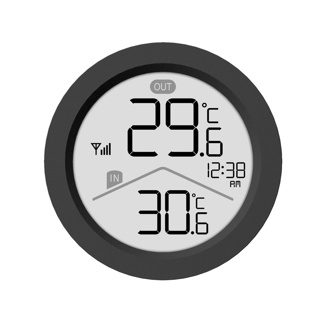 Estación meteorológica inalámbrica GreenBlue, temperatura interior/exterior, reloj, selección de °C o °F, alcance de hasta 60 m, color negro, GB162 B + 4 pilas alcalinas AAA Varta Industrial