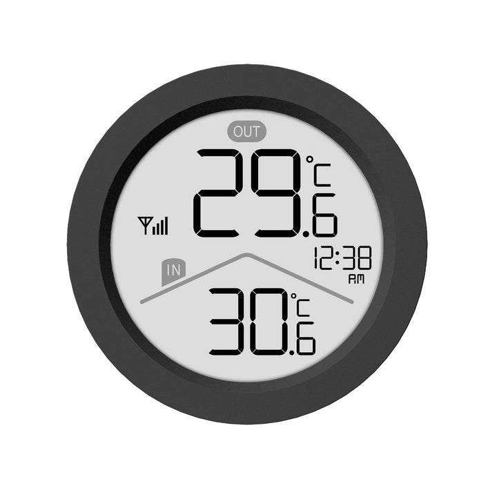 Estación meteorológica inalámbrica GreenBlue, temperatura interior/exterior, reloj, selección de °C o °F, alcance de hasta 60 m, color negro, GB162 B + 4 pilas alcalinas AAA Varta Industrial