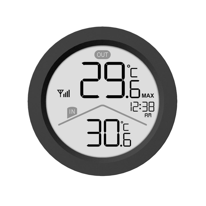 Estación meteorológica inalámbrica GreenBlue, temperatura interior/exterior, reloj, selección de °C o °F, alcance de hasta 60 m, color negro, GB162 B + 4 pilas alcalinas AAA Varta Industrial